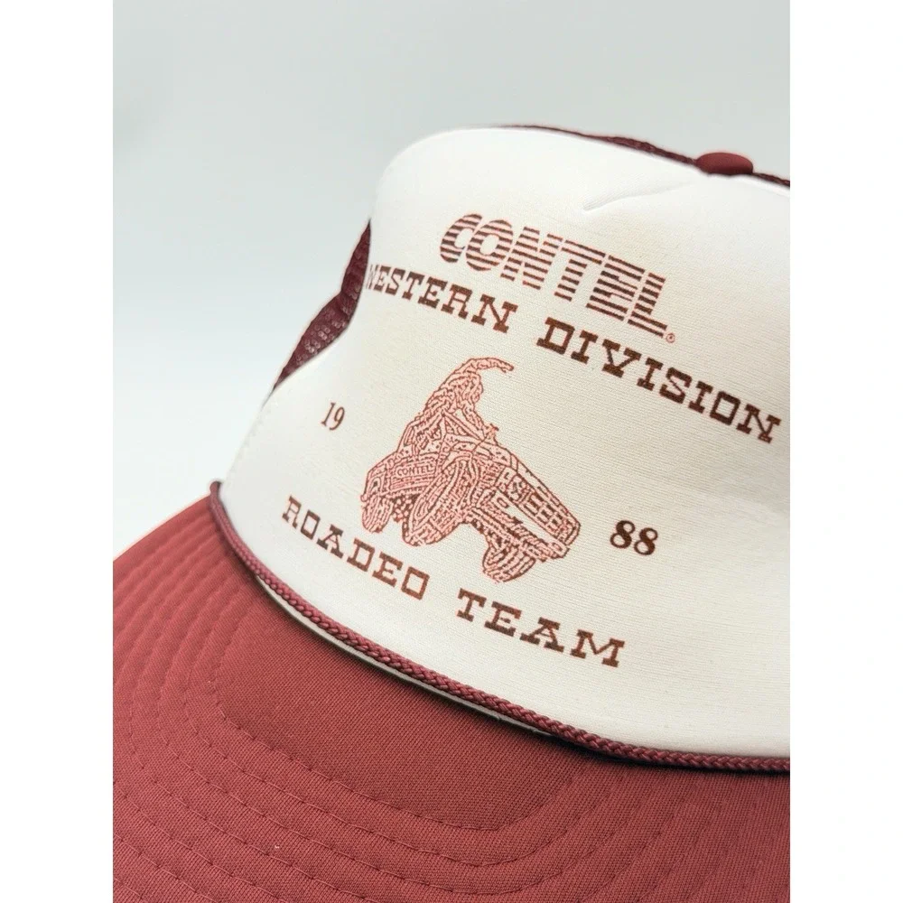 Contel Western Division 1988 Roadeo Team Vintage Maroon Trucker Hat Nissin Cap